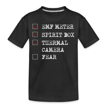 Ghost Hunter, EMF meter, thermal camera - Kids' Premium Organic T-Shirt - black - Front