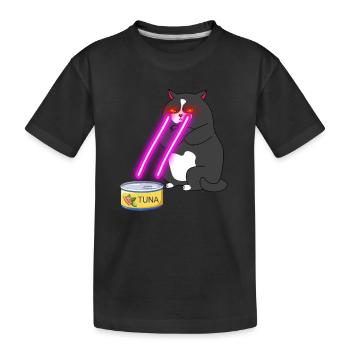 Cat With Laser Eyes - Kids' Premium Organic T-Shirt - black - Front