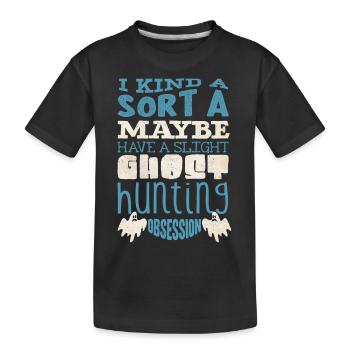 Ghost Hunter, EMF meter, thermal camera - Kids' Premium Organic T-Shirt - black - Front