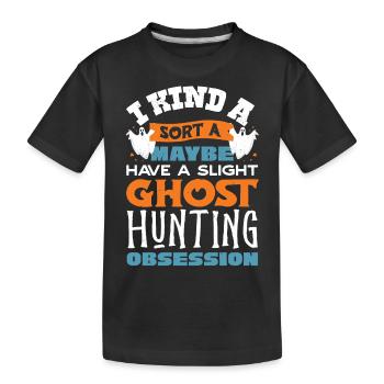 Ghost Hunter, EMF meter, thermal camera - Kids' Premium Organic T-Shirt - black - Front