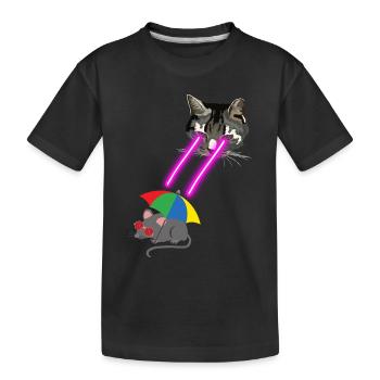 Cat With Laser Eyes - Kids' Premium Organic T-Shirt - black - Front