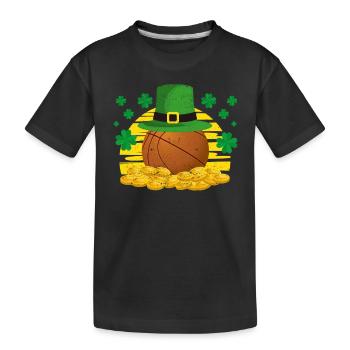 Lucky Basketball Leprechaun Hat Heap Golden - Kids' Premium Organic T-Shirt - black - Front