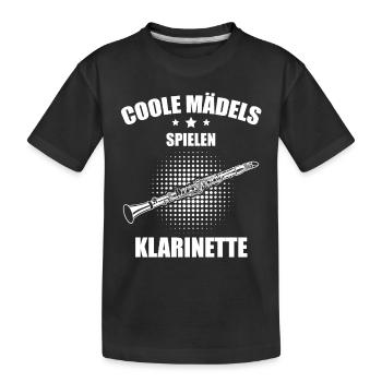 Klarinette Klarinettenspieler Klarinettist - Kinder Premium Bio T-Shirt - Schwarz - Vorne