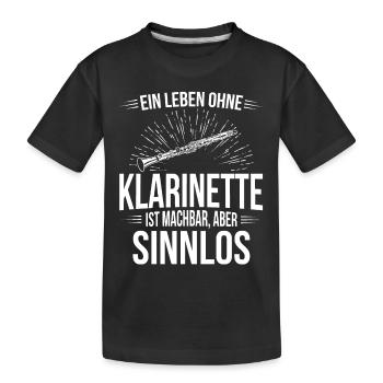 Klarinette Klarinettenspieler Klarinettist - Kinder Premium Bio T-Shirt - Schwarz - Vorne
