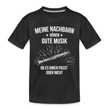 Klarinette Klarinettenspieler Klarinettist - Kinder Premium Bio T-Shirt - Schwarz - Vorne