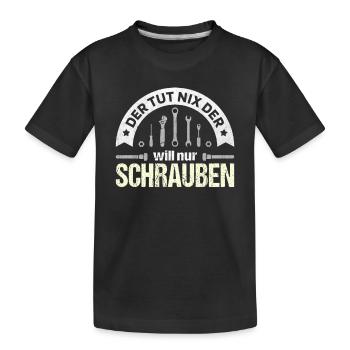 Der will nur Schrauben Kfz-Mechaniker Schrauber - Kinder Premium Bio T-Shirt - Schwarz - Vorne