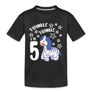 Five 5yr 5th Zebra Birthday Girl 5 Years Old Gift - Kids' Premium Organic T-Shirt - black - Front