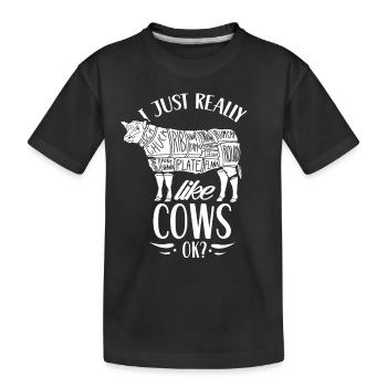 J’aime beaucoup les vaches vaches laitières - T-shirt bio Premium Enfant - noir - Devant