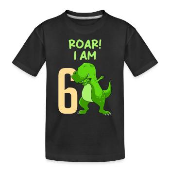 6th birthday Dino Junge 6 years - Kids' Premium Organic T-Shirt - black - Front