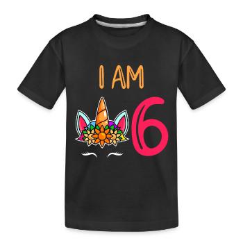 6th birthday girl 6 years birthday - Kids' Premium Organic T-Shirt - black - Front