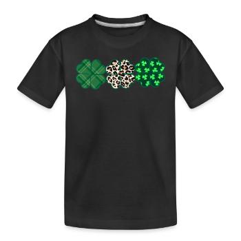Trèfle léopard à carreaux verts Cute St Patrick - T-shirt bio Premium Enfant - noir - Devant
