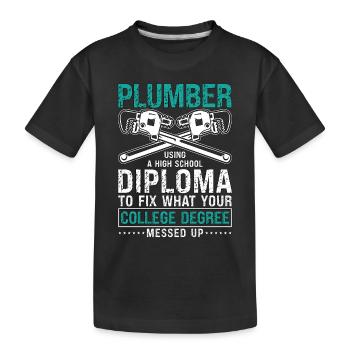 Plombier utilisant un tuyau de plomberie à outil élevé - T-shirt bio Premium Enfant - noir - Devant