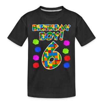 6th birthday boys 6 years child son - Kids' Premium Organic T-Shirt - black - Front