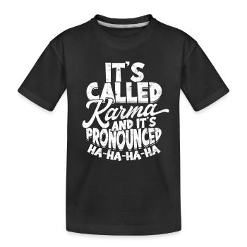 karma meditation schicksal geschenkidee geschenk s - Kinder Premium Bio T-Shirt - Schwarz - Vorne