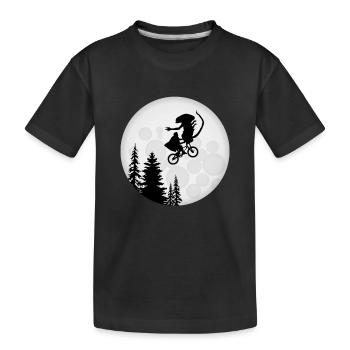 Alien in the bike basket Funny Moon Silhouette - Kids' Premium Organic T-Shirt - black - Front