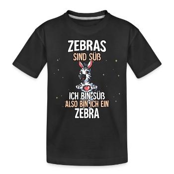 Zebras Sind Süß Zebra - Kinder Premium Bio T-Shirt - Schwarz - Vorne