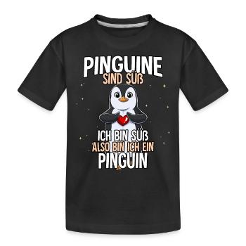 Pinguine Sind Süß Pinguin - Kinder Premium Bio T-Shirt - Schwarz - Vorne