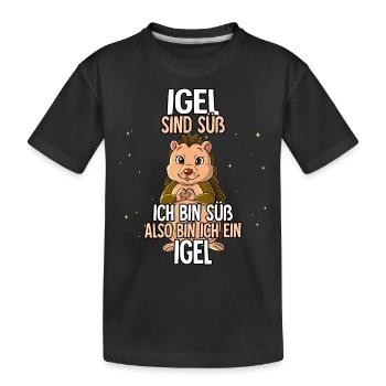 Igel Sind Süß Igel - Kinder Premium Bio T-Shirt - Schwarz - Vorne