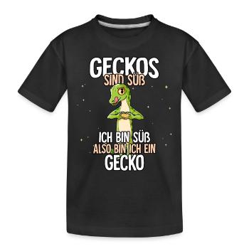 Geckos Sind Süß Gecko - Kinder Premium Bio T-Shirt - Schwarz - Vorne