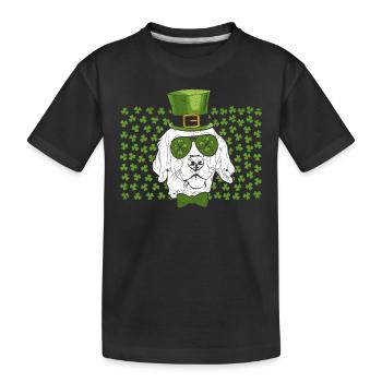 Leprechaun Golden Retriever Clover St. Patrick’s - T-shirt bio Premium Enfant - noir - Devant