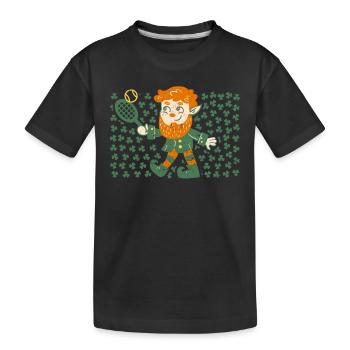 Leprechaun Joueur de tennis drôle St Patrick’s Day - T-shirt bio Premium Enfant - noir - Devant