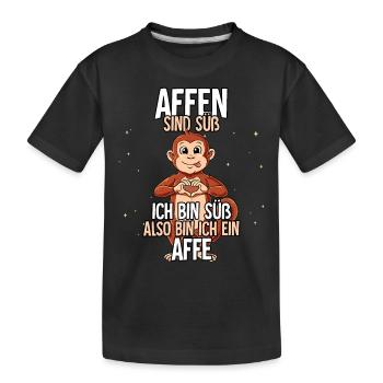 Affen Sind Süß Affe - Kinder Premium Bio T-Shirt - Schwarz - Vorne