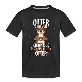 Otter Sind Süß Otter - Kinder Premium Bio T-Shirt - Schwarz - Vorne