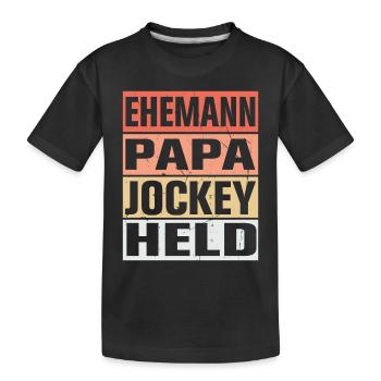 Jockey Vater Ehemann Held - Kinder Premium Bio T-Shirt - Schwarz - Vorne