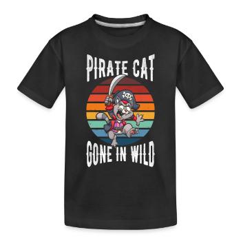 Chat pirate disparu à l’état sauvage - T-shirt bio Premium Enfant - noir - Devant
