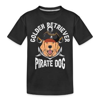 Golden Retriever Pirate Dog - Kinder Premium Bio T-Shirt - Schwarz - Vorne