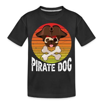 Mops Pirate Dog - Kinder Premium Bio T-Shirt - Schwarz - Vorne