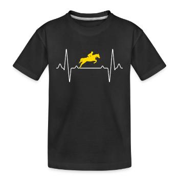 Reitsport Herzschlag - Kinder Premium Bio T-Shirt - Schwarz - Vorne