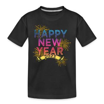 New Year 2023 New Year's Eve Happy New Year - Kids' Premium Organic T-Shirt - black - Front