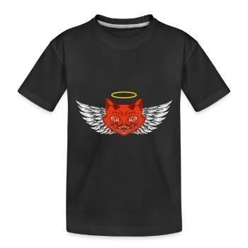 Angel and devil cat - Kids' Premium Organic T-Shirt - black - Front