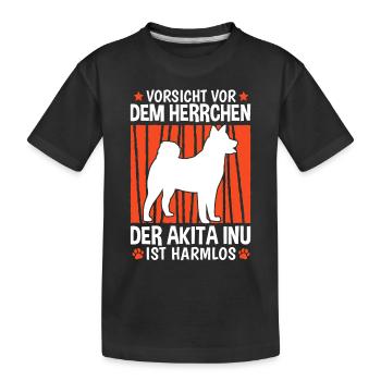Vorsicht vor dem Herrchen Akita Inu - Kinder Premium Bio T-Shirt - Schwarz - Vorne
