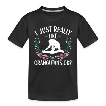 Tenue orang-outan Amoureux des singes - T-shirt bio Premium Enfant - noir - Devant