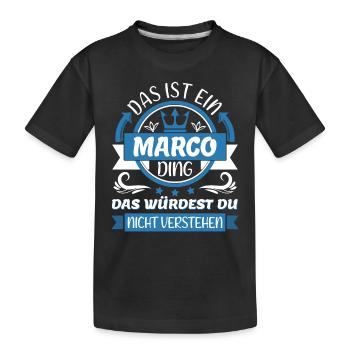 Marco Name Vorname Namenstag Namensgeschenk - Kinder Premium Bio T-Shirt - Schwarz - Vorne