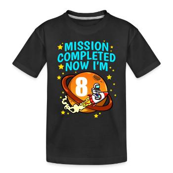Space 8th Birthday Astronaut Planets Raketenschiff - Kinder Premium Bio T-Shirt - Schwarz - Vorne