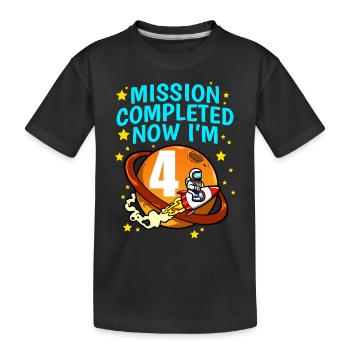 Space Birthday 4 Astronaut Planeten Raketenschiff - Kinder Premium Bio T-Shirt - Schwarz - Vorne