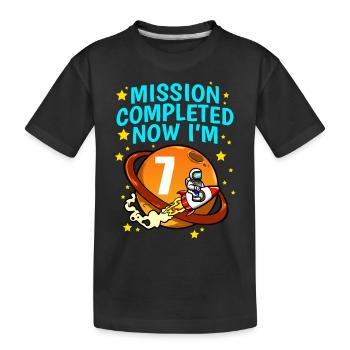 Space Birthday 7 Astronaut Planeten Raketenschiff - Kinder Premium Bio T-Shirt - Schwarz - Vorne