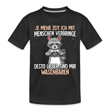 Waschbär - Kinder Premium Bio T-Shirt - Schwarz - Vorne