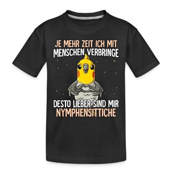 Nymphensittich - Kinder Premium Bio T-Shirt - Schwarz - Vorne