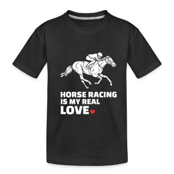 I love horse racing - Kids' Premium Organic T-Shirt - black - Front