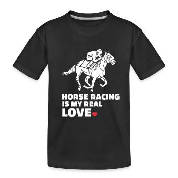 I love horse racing - Kids' Premium Organic T-Shirt - black - Front