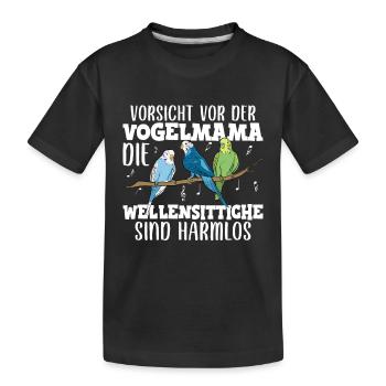 Wellensittich Nymphensittich Papagei Vogelkäfig - Kinder Premium Bio T-Shirt - Schwarz - Vorne