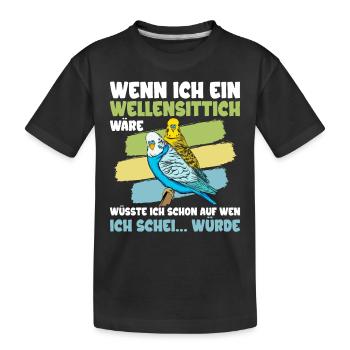 Wellensittich Nymphensittich Papagei Vogelkäfig - Kinder Premium Bio T-Shirt - Schwarz - Vorne