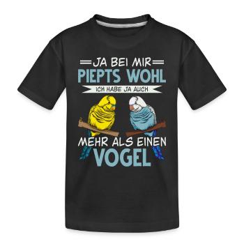 Wellensittich Nymphensittich Papagei Vogelkäfig - Kinder Premium Bio T-Shirt - Schwarz - Vorne