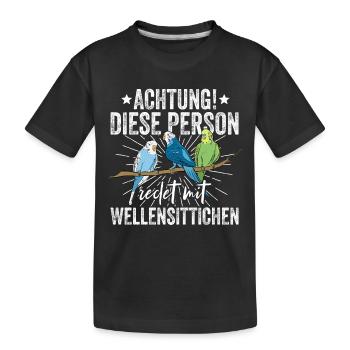 Wellensittich Nymphensittich Papagei Vogelkäfig - Kinder Premium Bio T-Shirt - Schwarz - Vorne