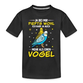 Wellensittich Nymphensittich Papagei Vogelkäfig - Kinder Premium Bio T-Shirt - Schwarz - Vorne