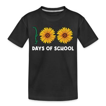 100 jours d’école Tournesols avec fleurs École - T-shirt bio Premium Enfant - noir - Devant